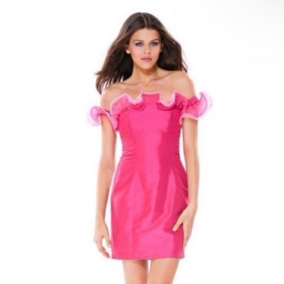 Betsey Johnson 80s Style Hot Pink Cocktail Dress - Picture 1 of 7